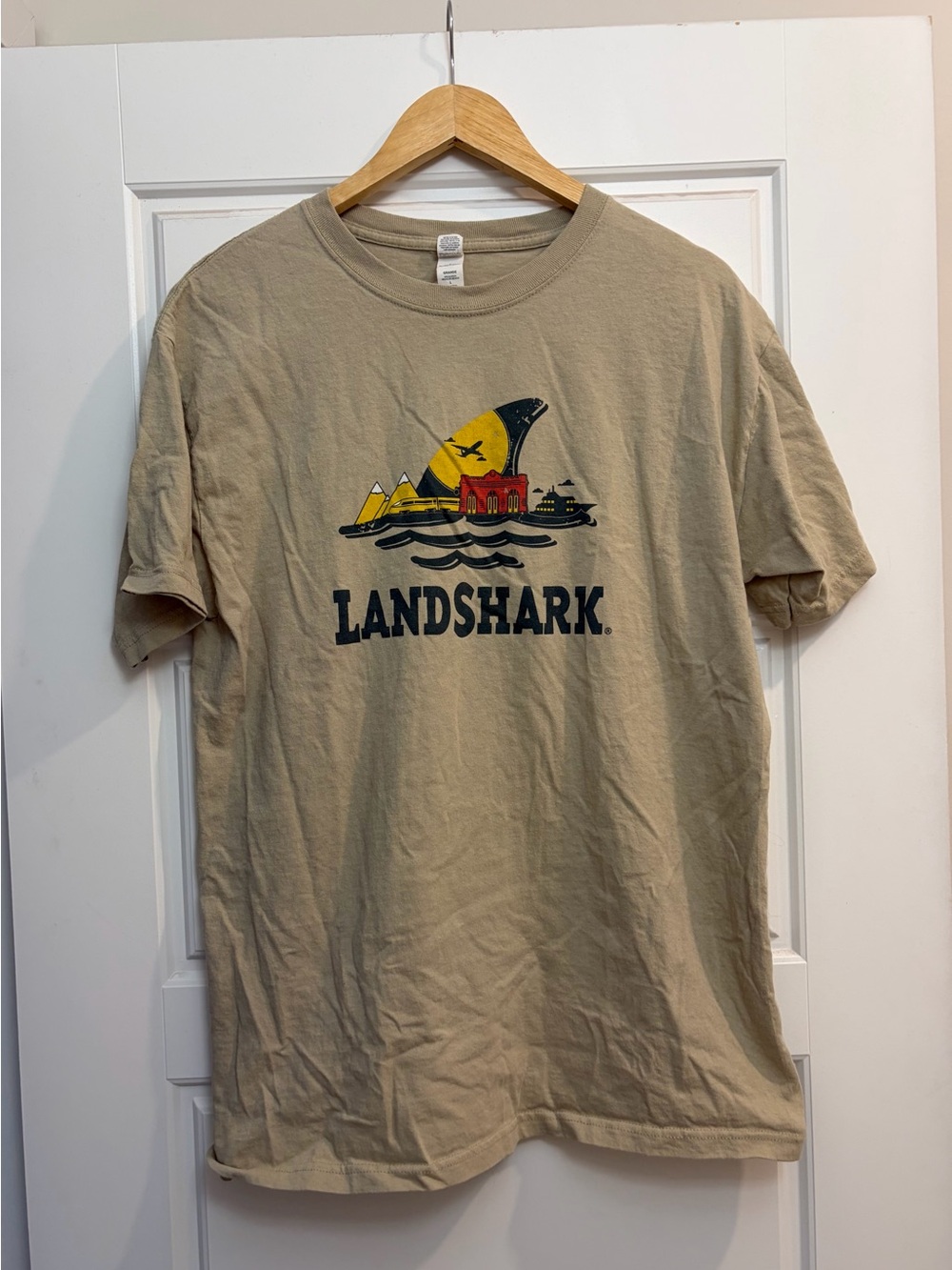 Men's Tan Landshark Beer Short-Sleeve Tee